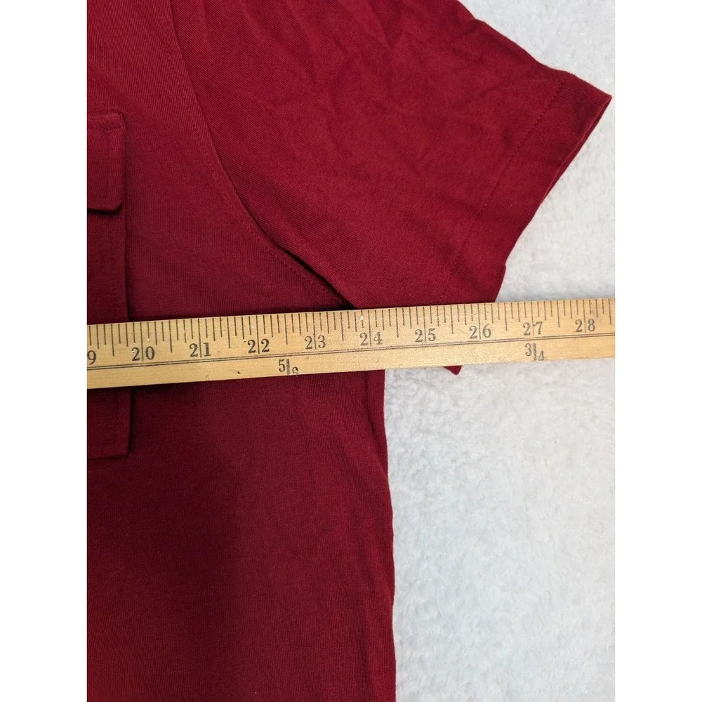 True‎ Religion Men's XL Triple Needle Knit Button Up Shirt Red S/S Double Pocket